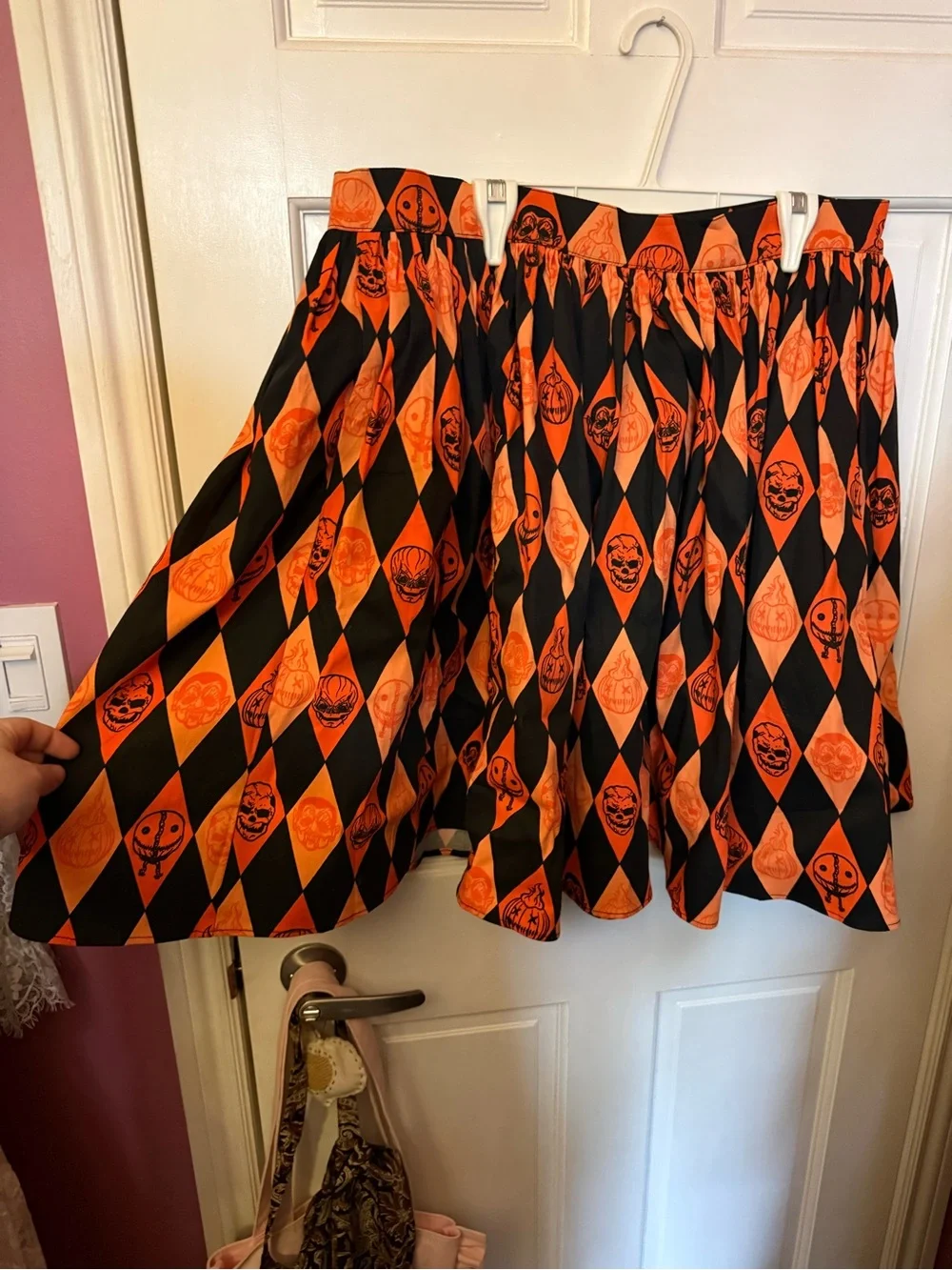 Vixen by Micheline Pitt Trick R Treat Halloween Harlequin Skater Skirt Size 2XL - Picture 3 of 5